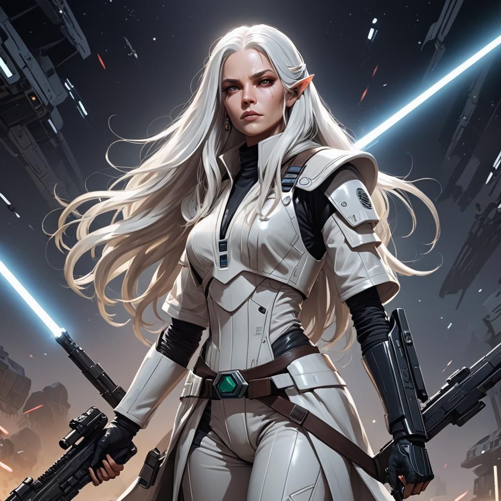 Alien Woman in Star Wars Style, Cel-Shaded Art