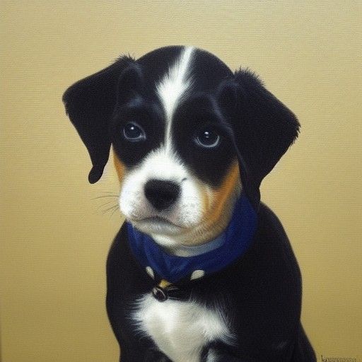 Sir Lancelot Puppy in Oil Painting Style