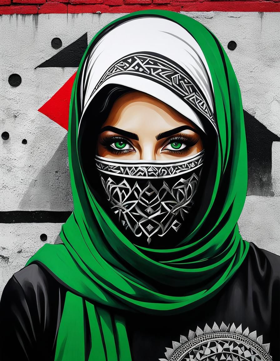 Palestinian Defiance Graffiti Mural of Girl