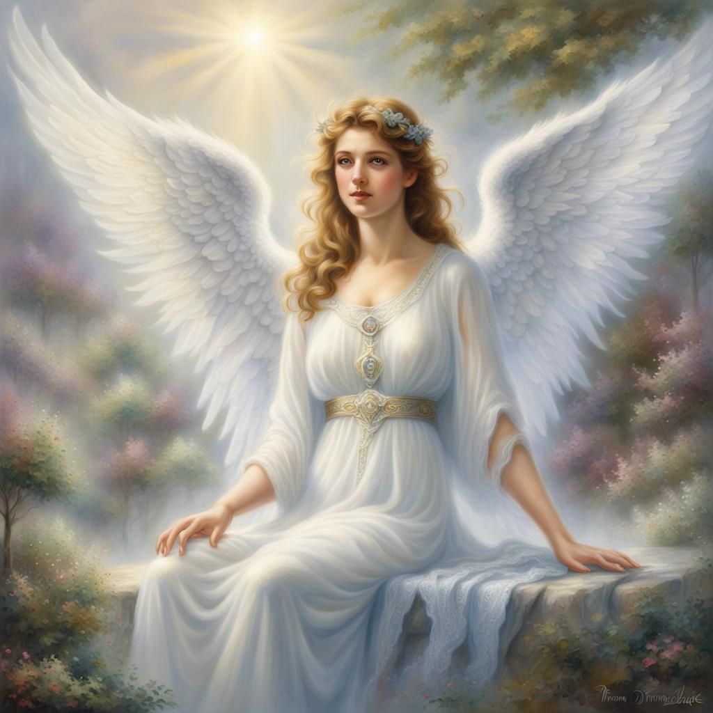 Ethereal Angel in a Spiritual Fantasy Landscape