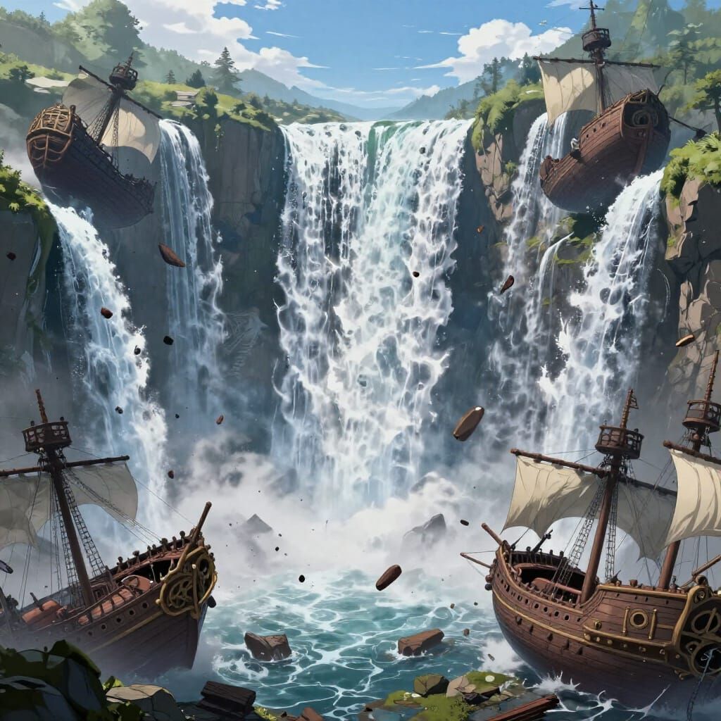 End of the World Waterfall Plunging into Infinite Void