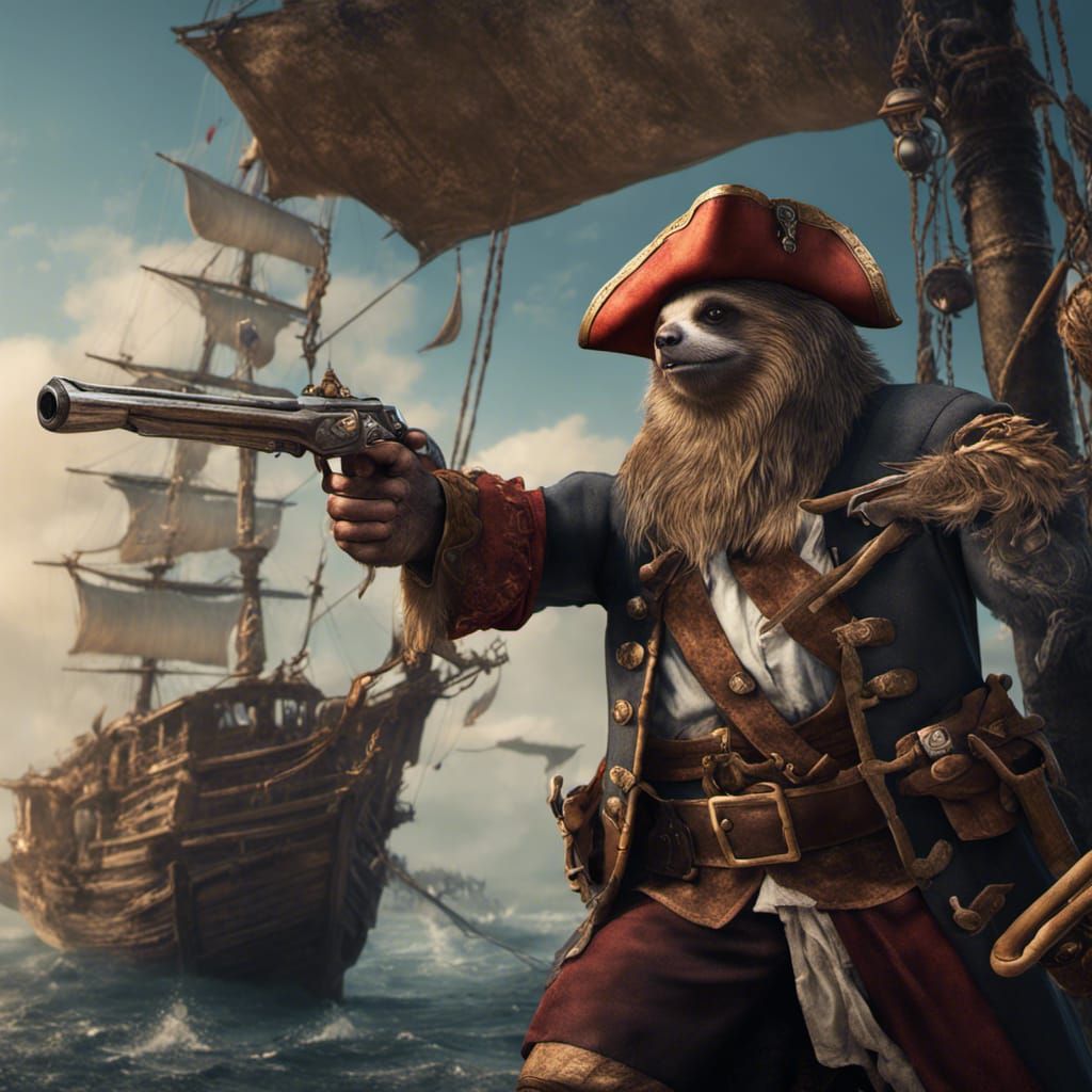 Sloth Pirate Duel: Flintlock Fight in Fantasy Art