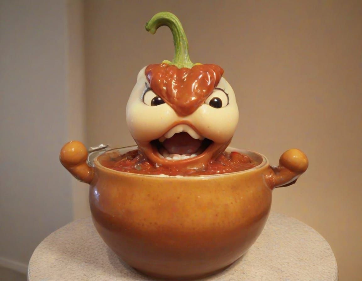 Intricate 3D Bust of a Fuming Character