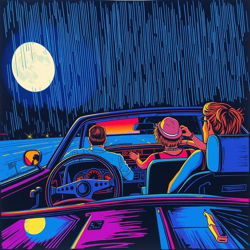 1974 Drive-In Movie in Pop Art Style