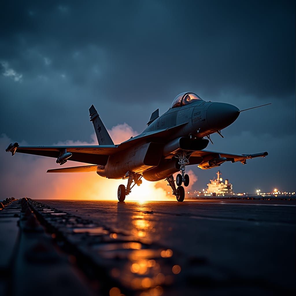 Night Launch of F18 from Aircraft Carrier