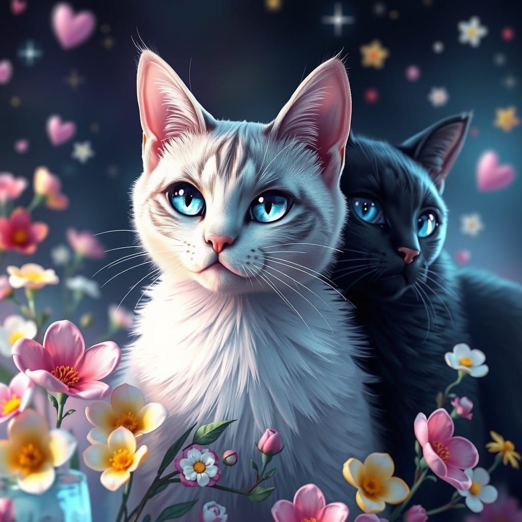 Majestic Cats in Dreamy 3D Anime Art