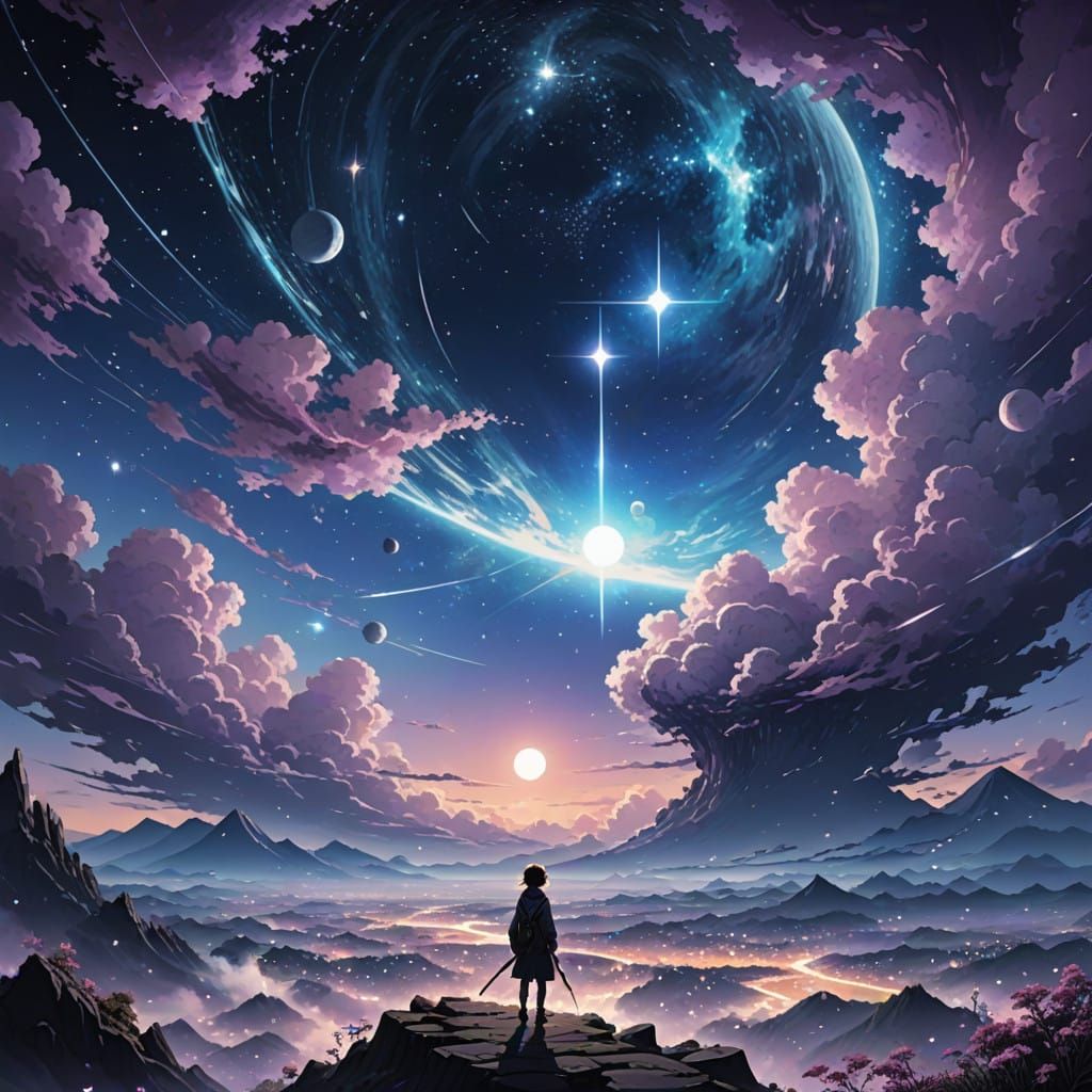 Cosmic Dreamscape in Anime Style