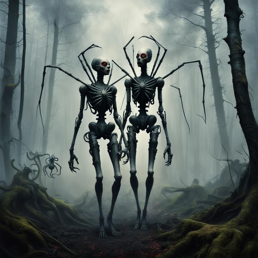 Horrific Demon Women in Haunted Forest