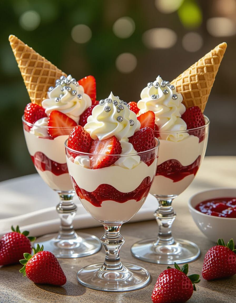Elegant Strawberry Parfaits with Gelato and Panna Cotta