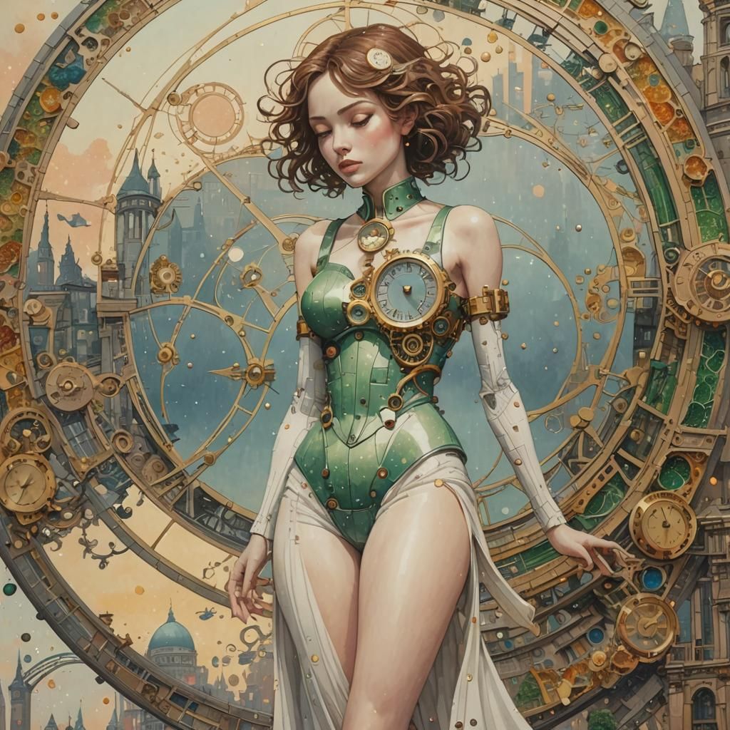 Futuristic Cityscape in Pointillism Style