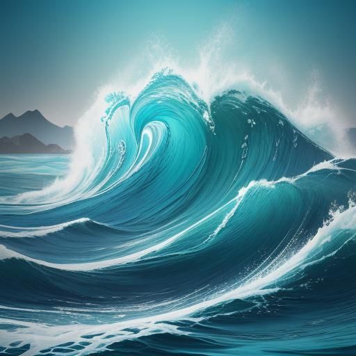 Dreamlike Wave Dancers in Shimmering Water World