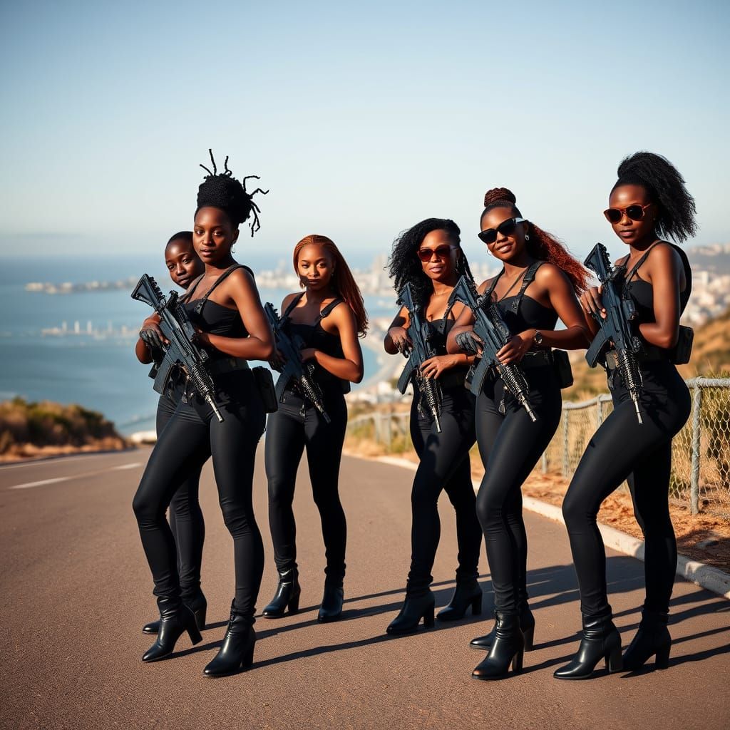 African American Women in Navy SEAL Uniforms Pose on San Die...