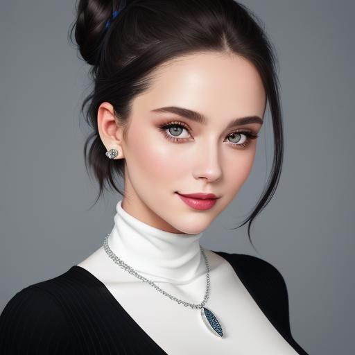 Elegant Brunette Woman in Watercolor Portrait