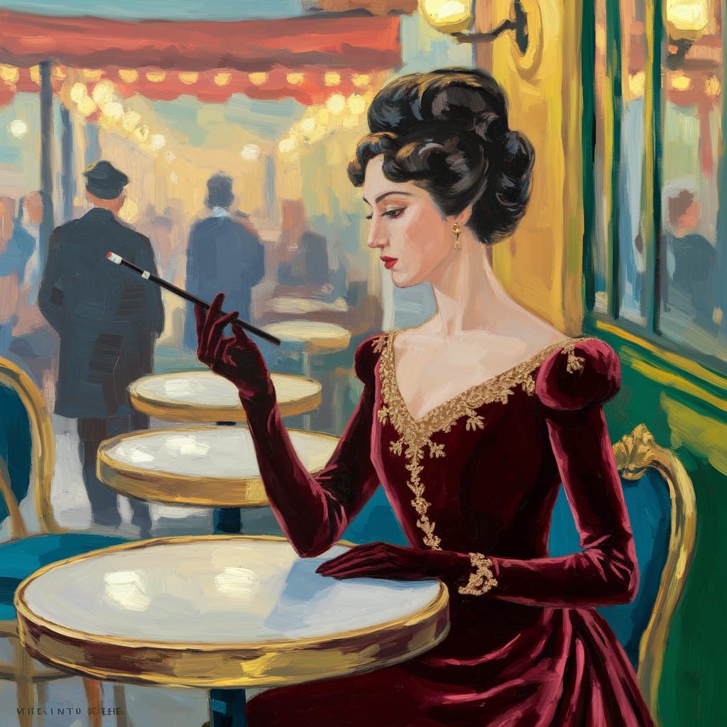 Elegant Parisian Woman in Lautrec Style