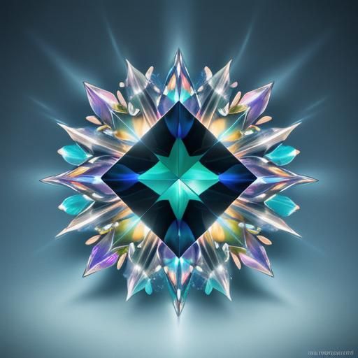 Iridescent Crystal Prism with Refracted Spectral Light