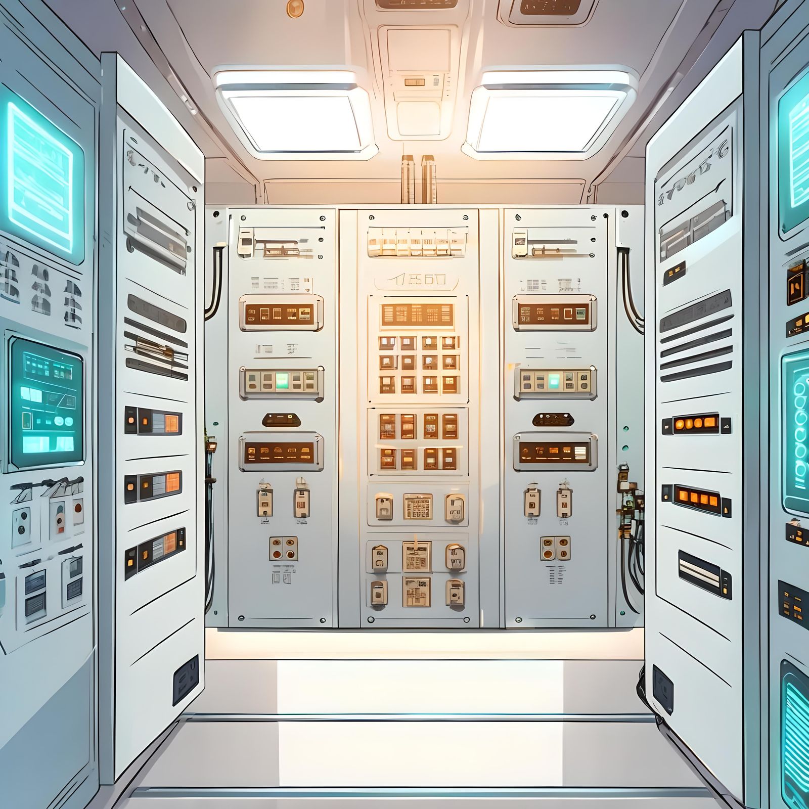 High-Tech Electrical Panel in Sci-Fi Anime Style