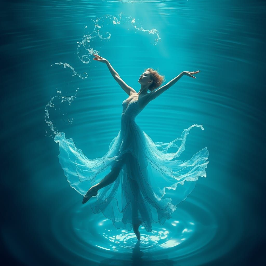 Ethereal Water Dancer in Soft Blues and Greens
