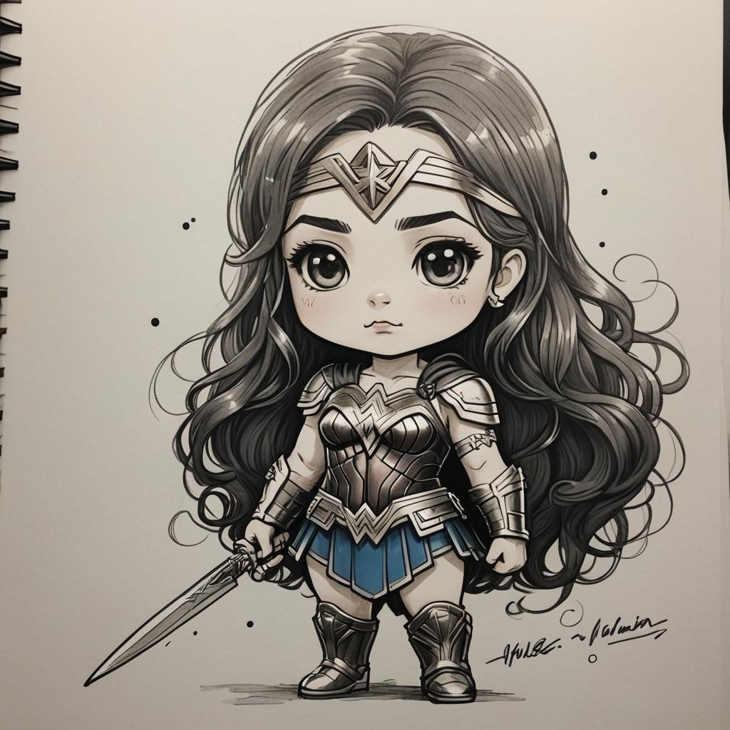 Chibi Wonder Woman in Manga Style