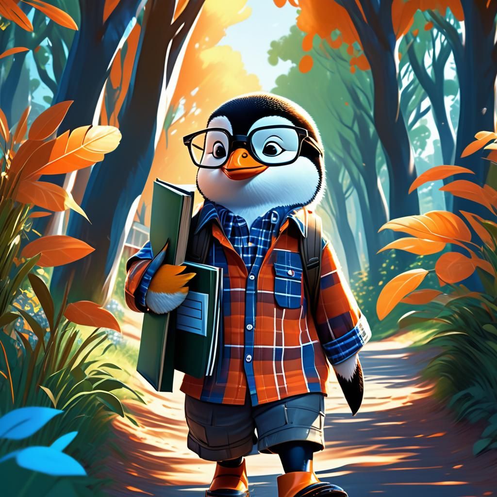 Penguin Boy's Sunny Walk to School: Matte Painting