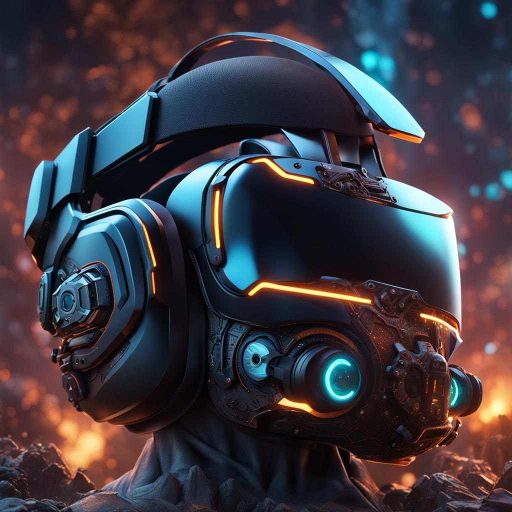 Futuristic VR Headset: Detailed Matte Painting