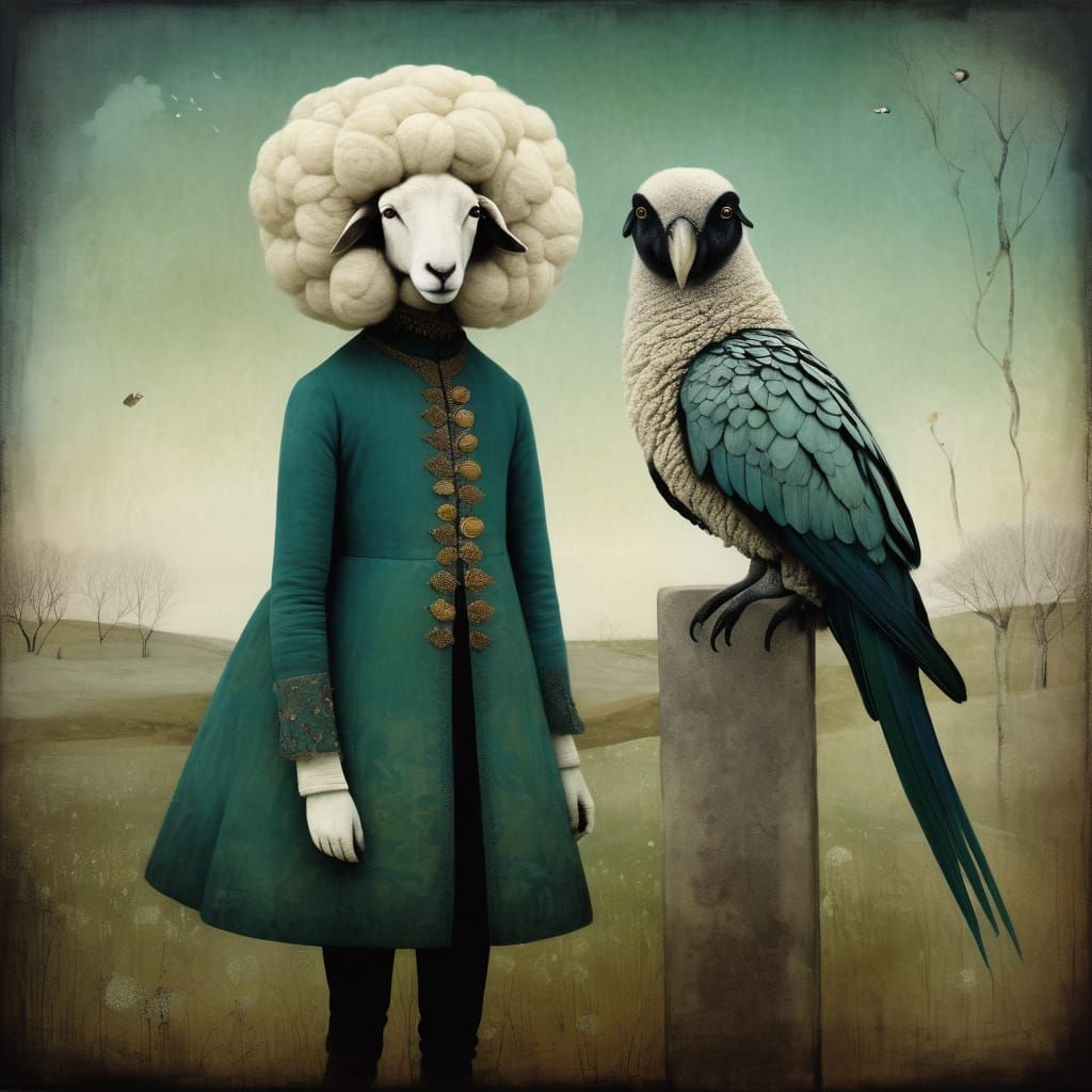 Sheep and Parrot Together: An Unlikely Duo