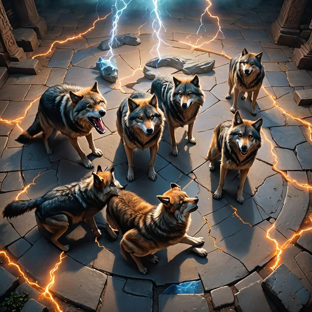 Wolves Interrupting Spellcaster's Lightning Trap