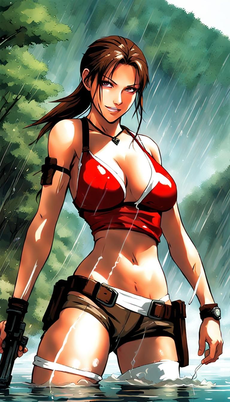 Lara Croft in Red Bikini, Anime Key Visual