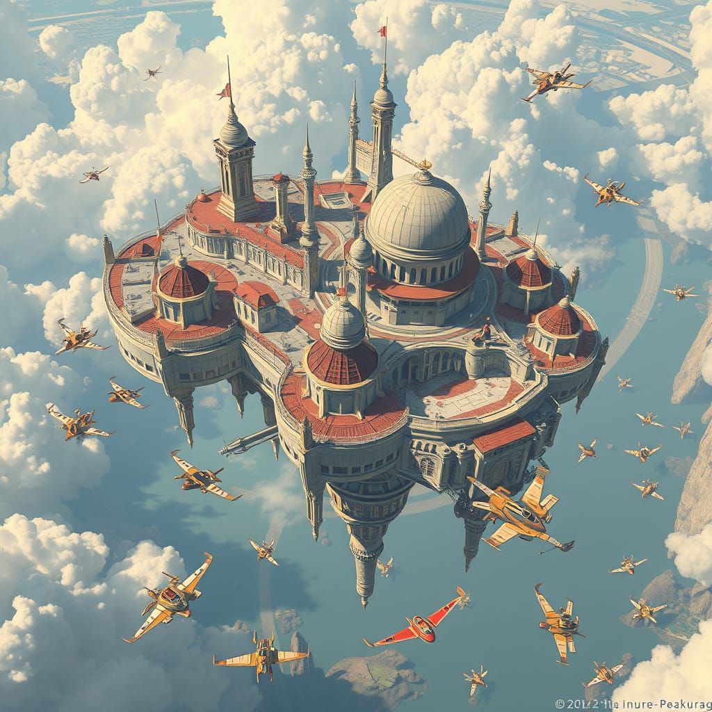 Futuristic Floating City Inspired by Syd Mead