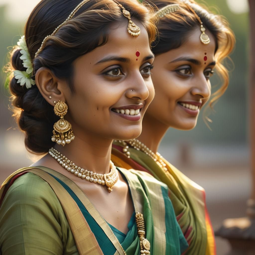 Indian Woman Portrait in Ravi Varma Style