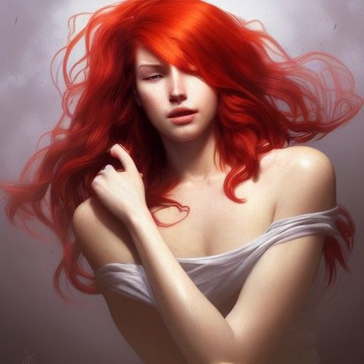 Red-Haired Woman Portrait in Detailed Digital Art