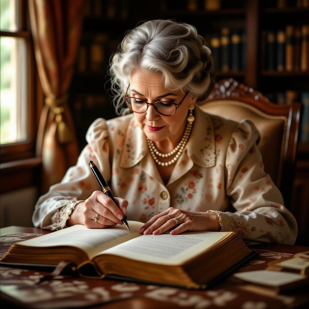 Hyperrealistic Old Woman Records Birth in Bible