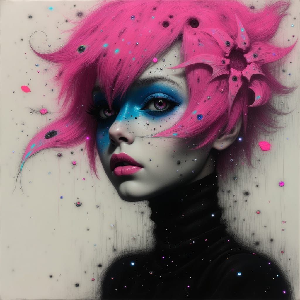 Cyberpunk Goddess with Vibrant Pink Hair