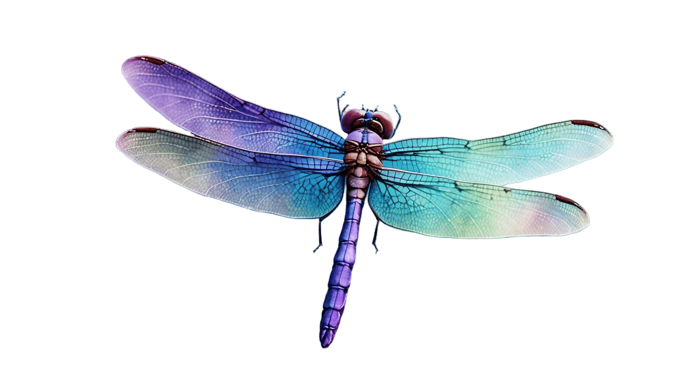 Whimsical Dragonfly Landing on a Water Lily in a Peaceful Po...