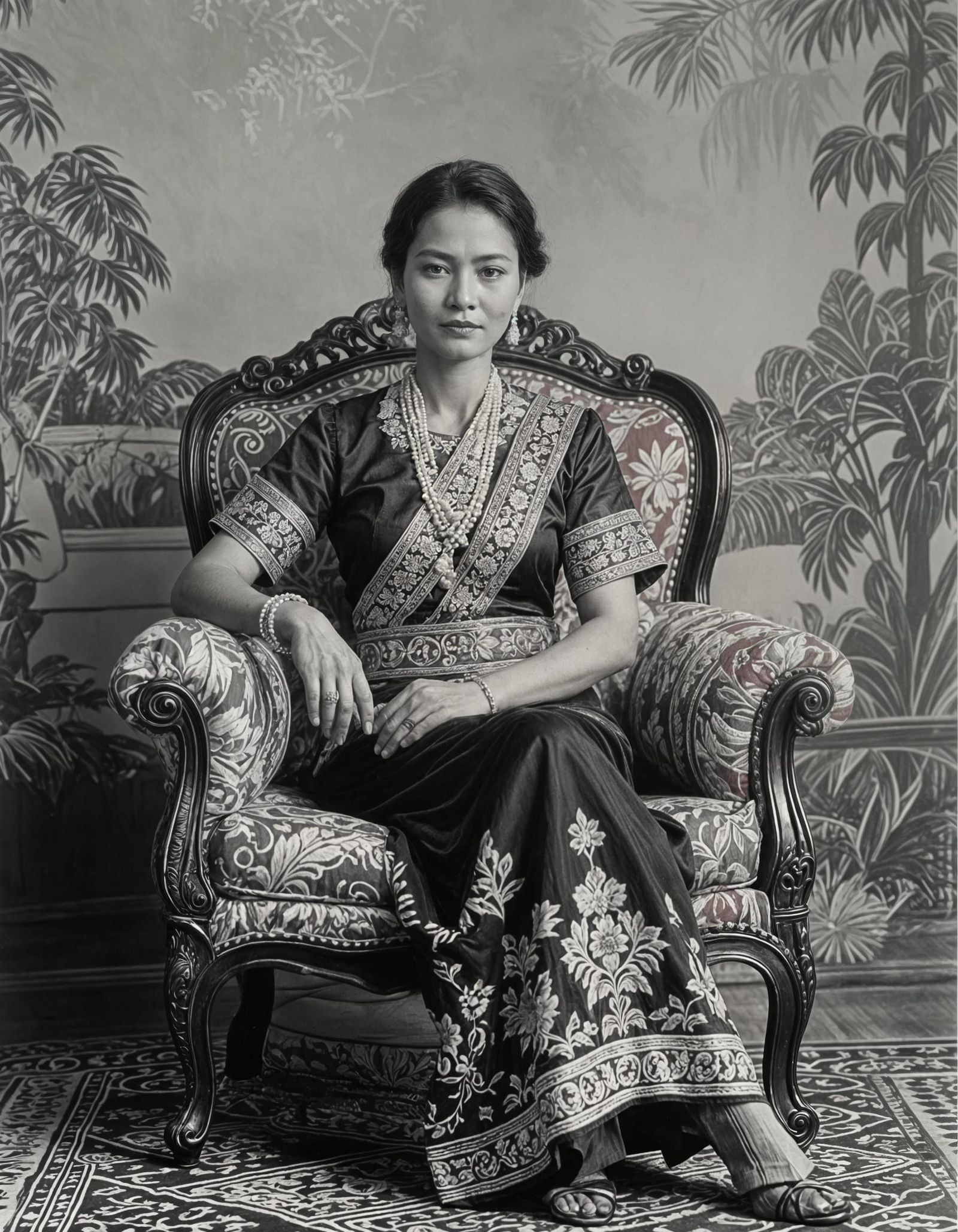 Vintage Indochina Era Portrait of Cambodian Woman