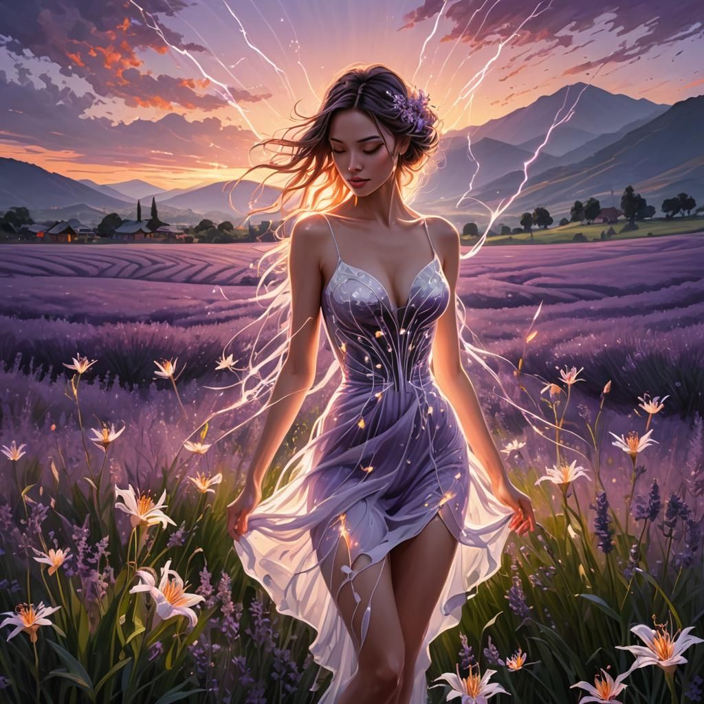 Spectacular Feminine Silhouette in Magical Heather Valley