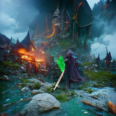 Dark Sorcerer Raises Dead: Detailed Fantasy Art