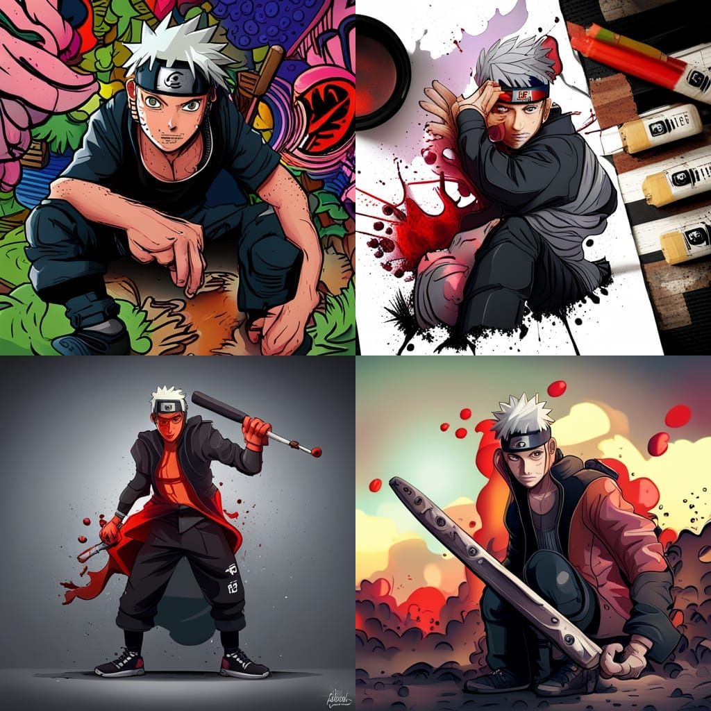 Hidan from Naruto as Graffiti Street Art