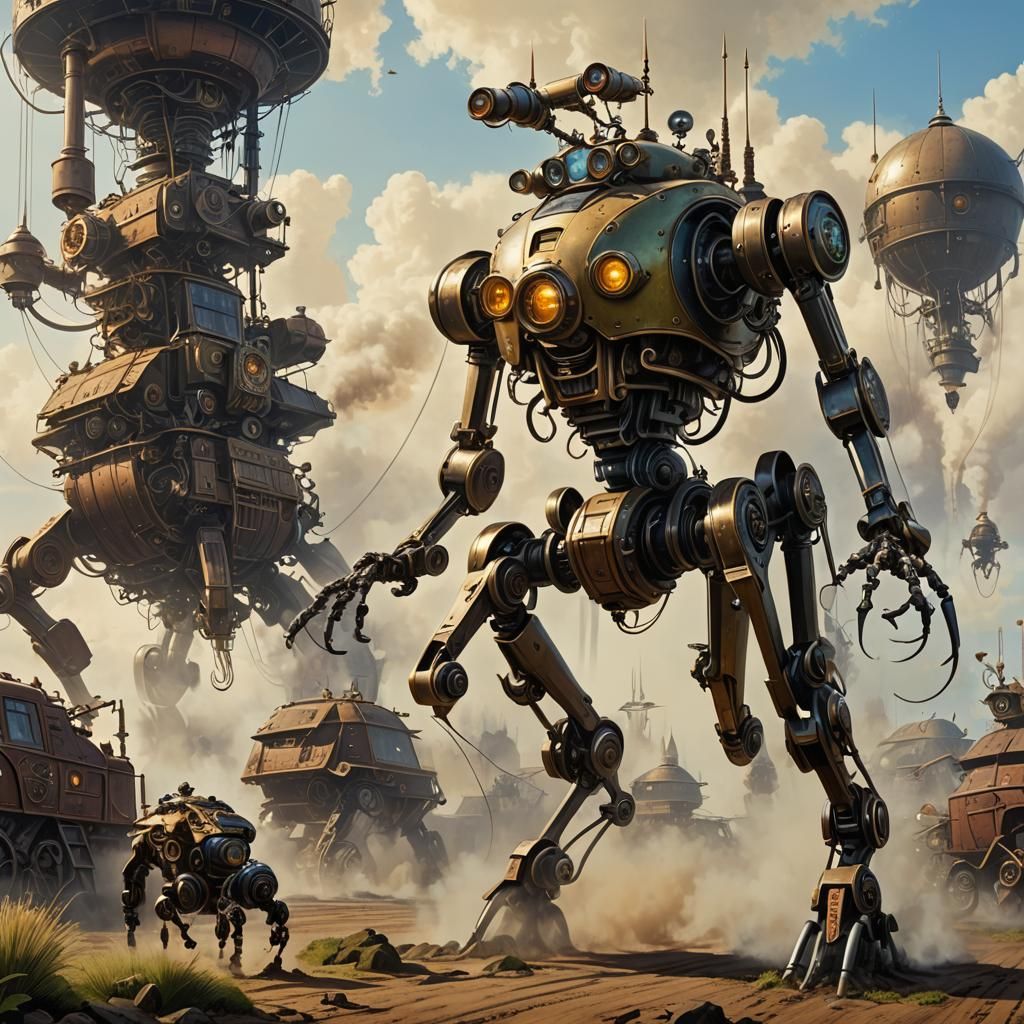 Steam-Powered Robot in Fantasy Art Style