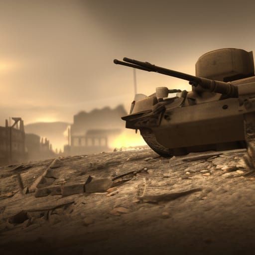 World War Scene with 3D Shading and Depth