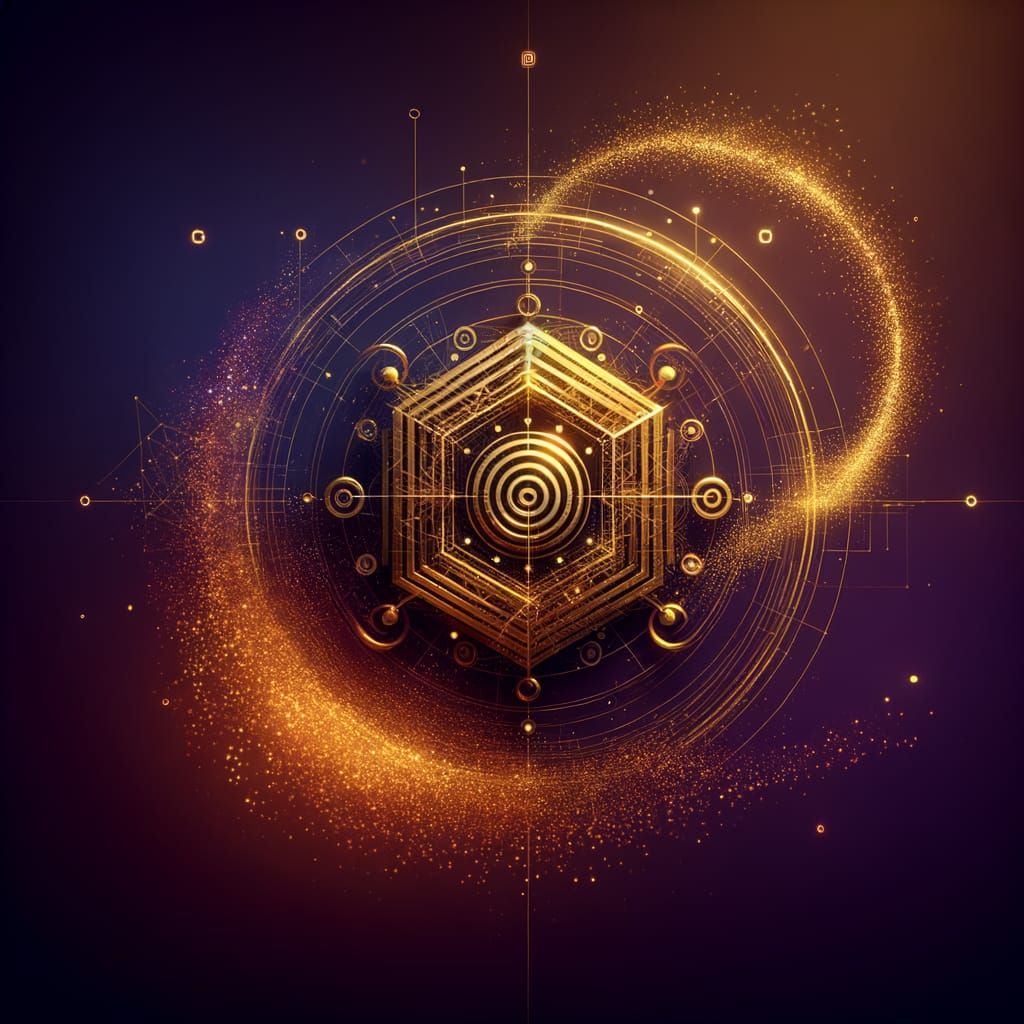 Minimalist Golden Wealth Sigil with Bagua Elements