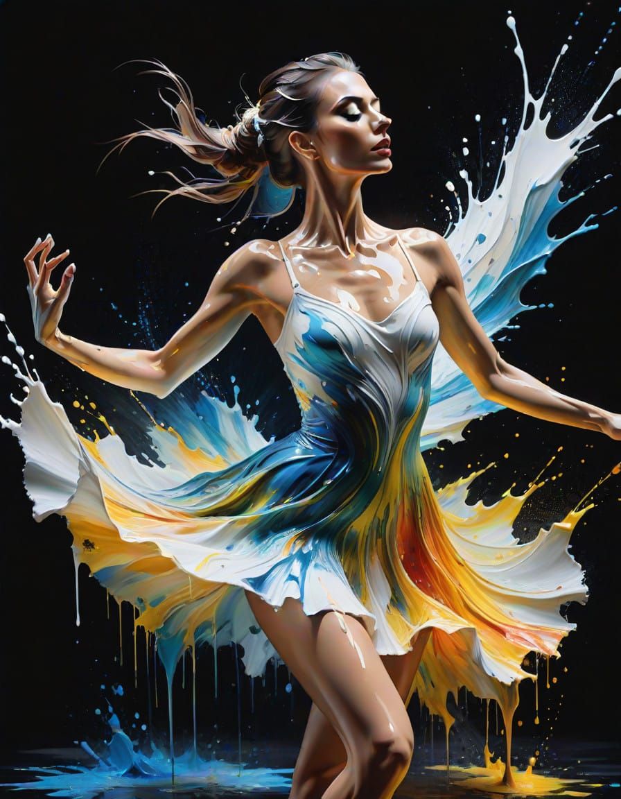 Ethereal Ballet Dancer in Wet Body Paint