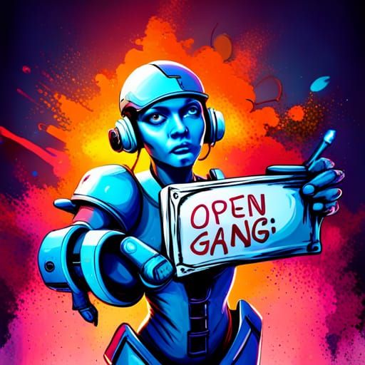 Android Robot Graffiti Art: Open Prompt Gang