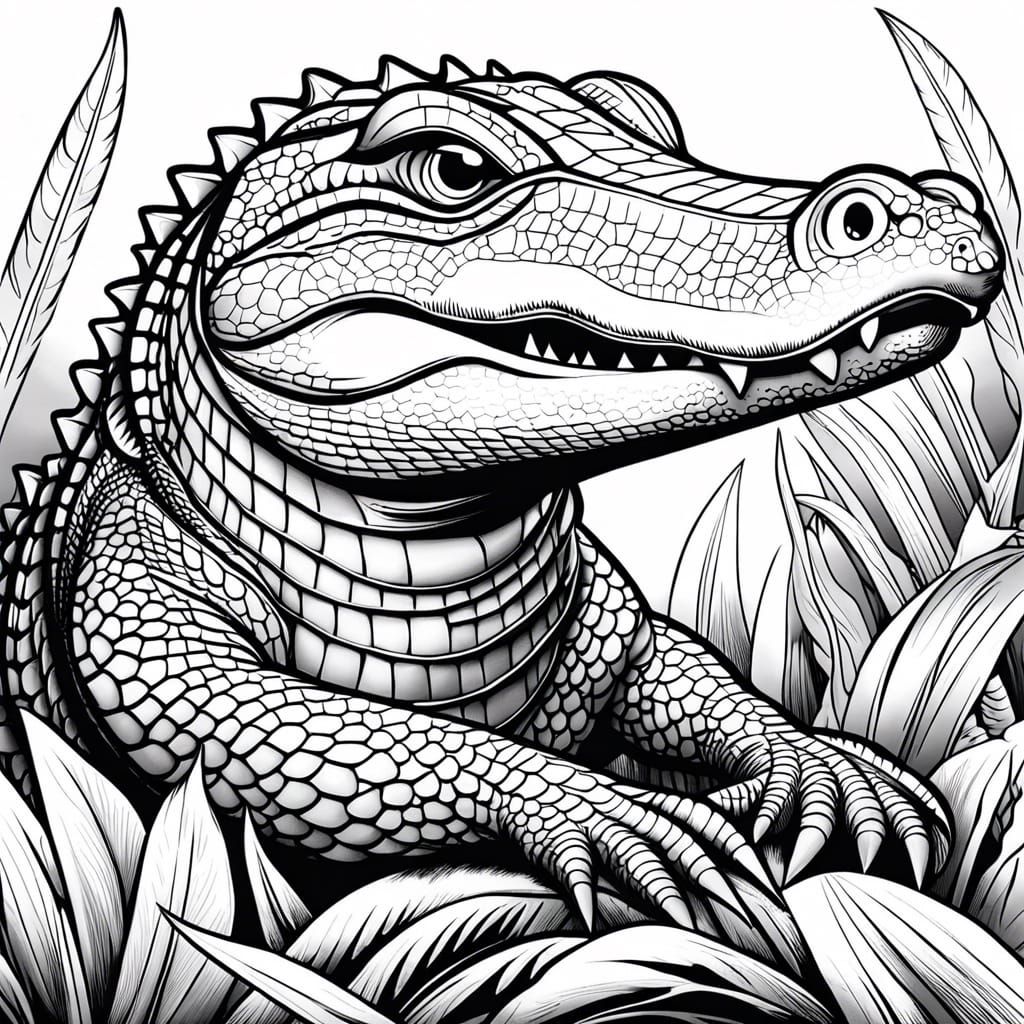 Alligator Loki Line Art Coloring Book Style