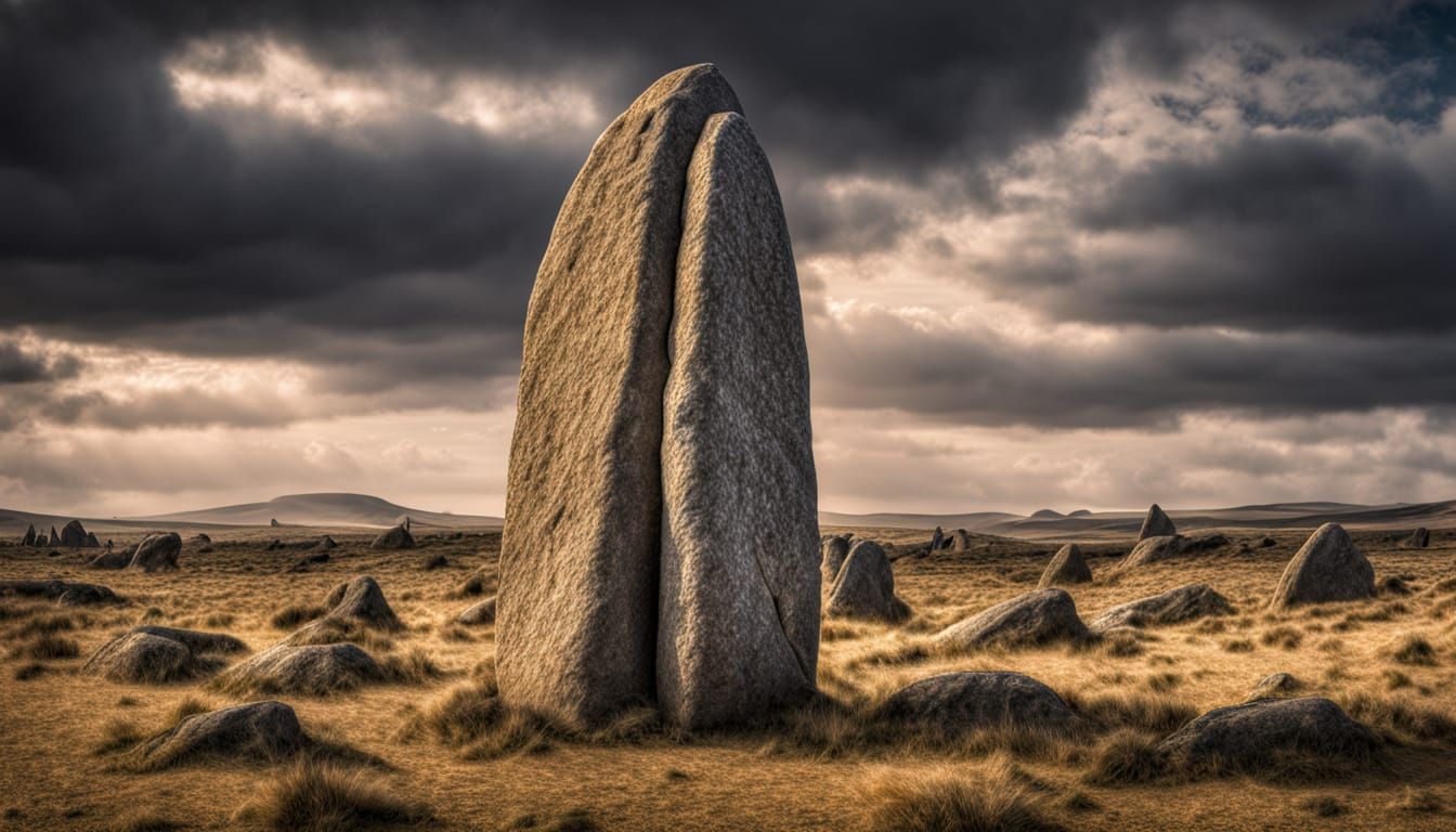 The Needle Menhir On The Diamond Plain Hyperrealistic