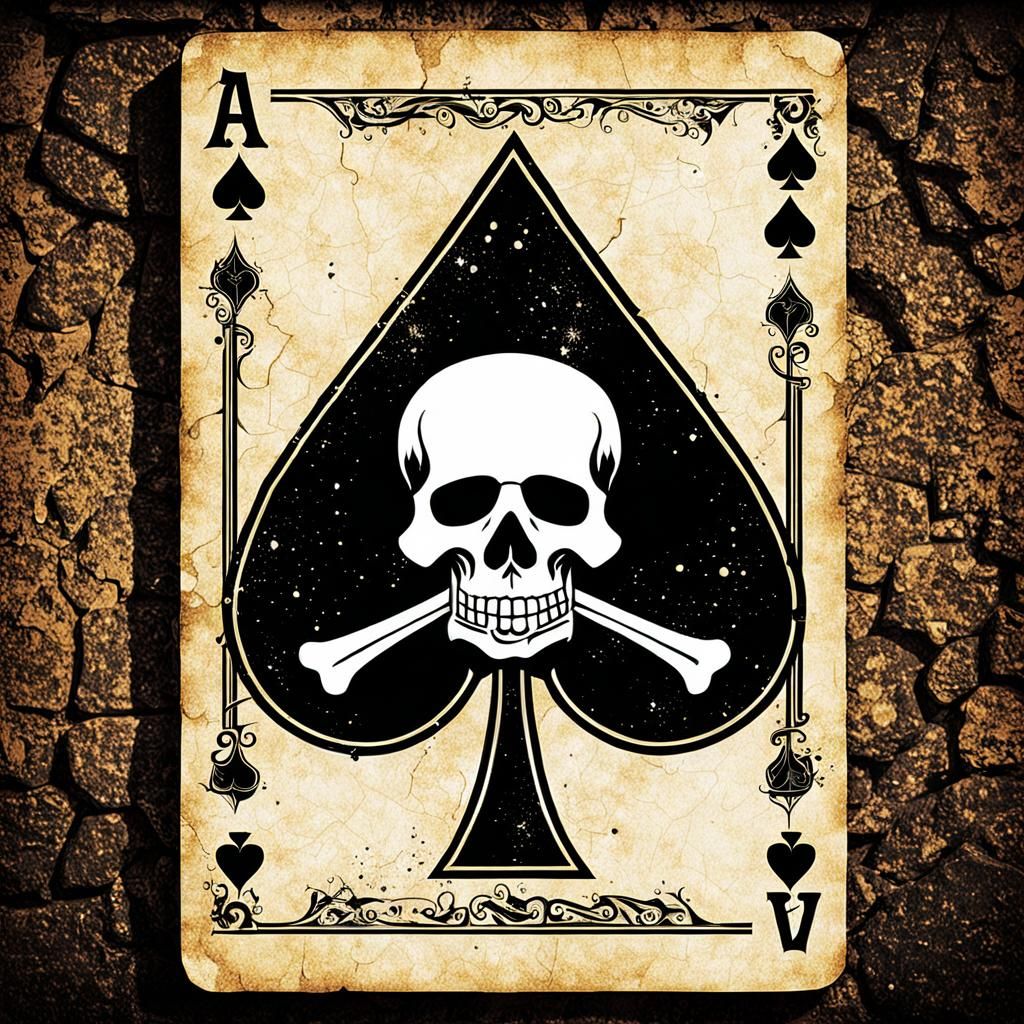 Ace of Spades Card in Rock Album Art Style