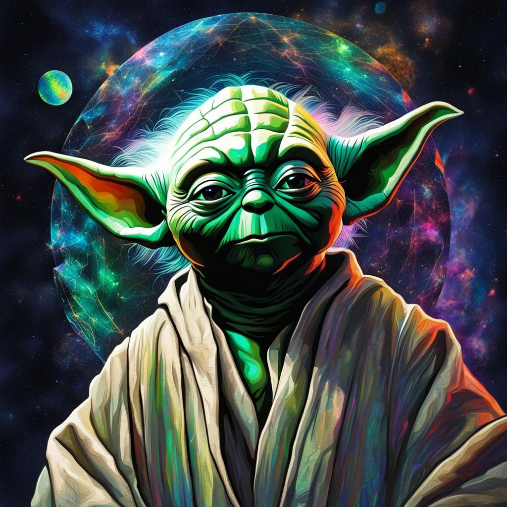 Yoda Star Wars: Holographic Cosmic Illustration