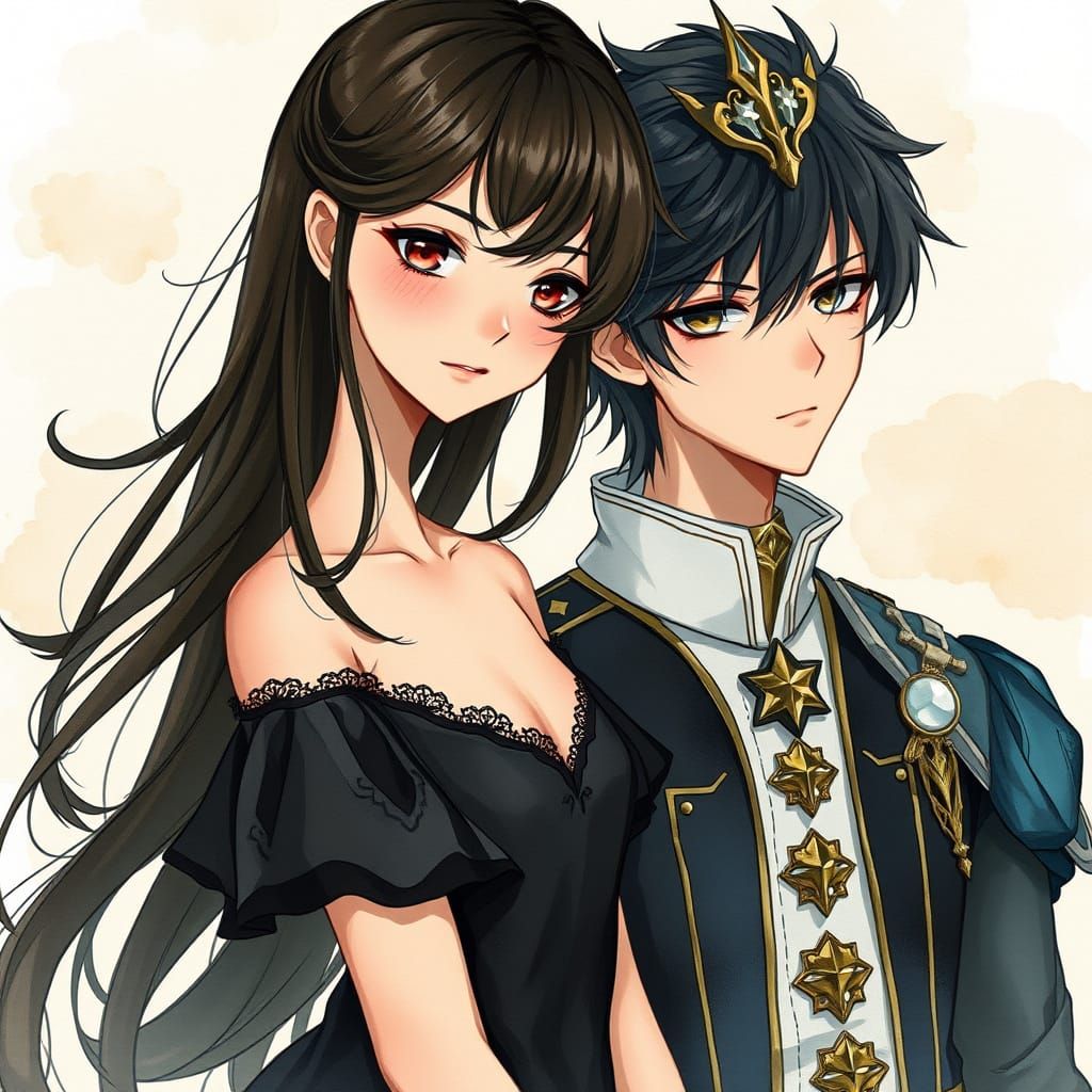 Anime-Inspired Prince in Watercolor Dreamscape