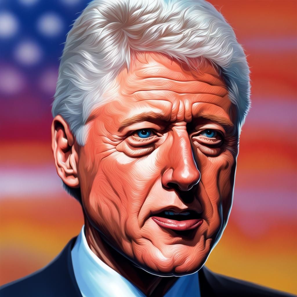 Hyperrealistic Portrait of Bill Clinton in Splash Art Style