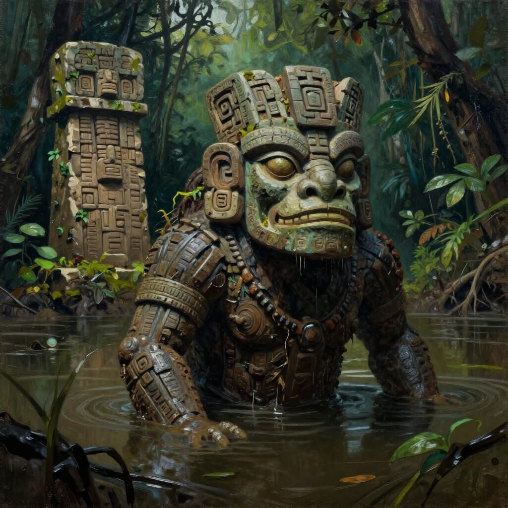 Mayan Swamp Lord Reptilian Monster Emerges