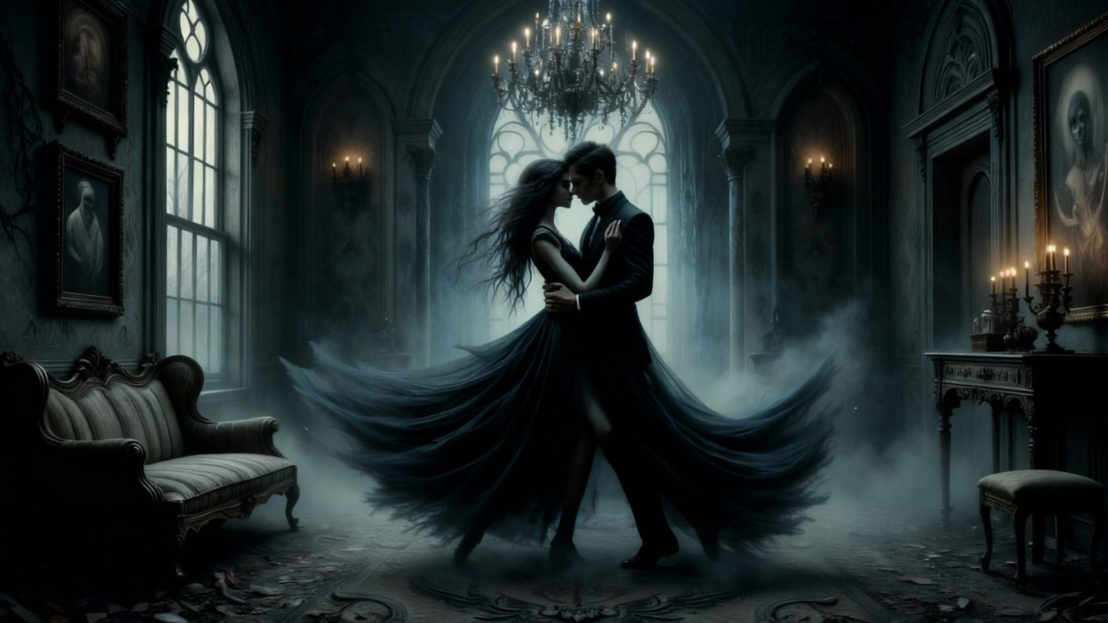 Ghostly Lovers in Gothic Romance Style